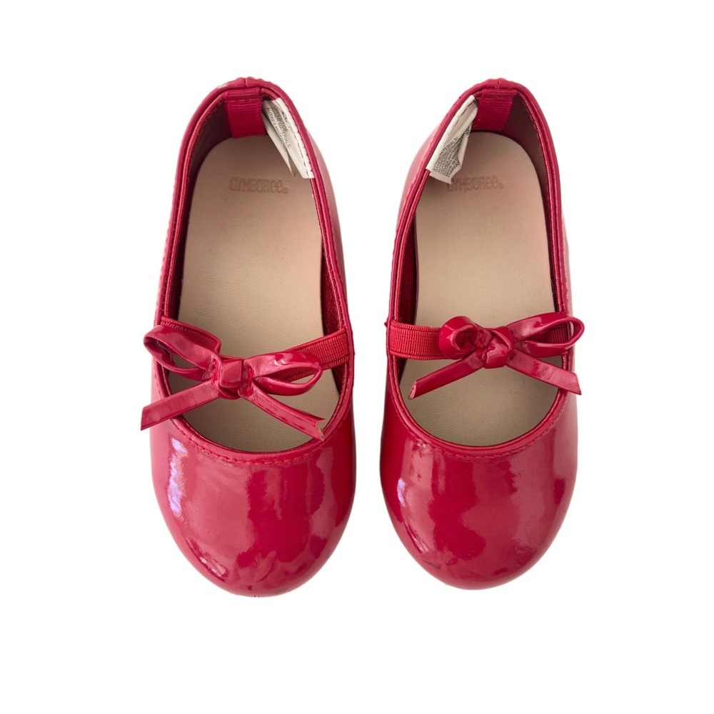 Gymboree Kids Red Glossy Ballet Flats with Bow Strap | Toddler Girl 7